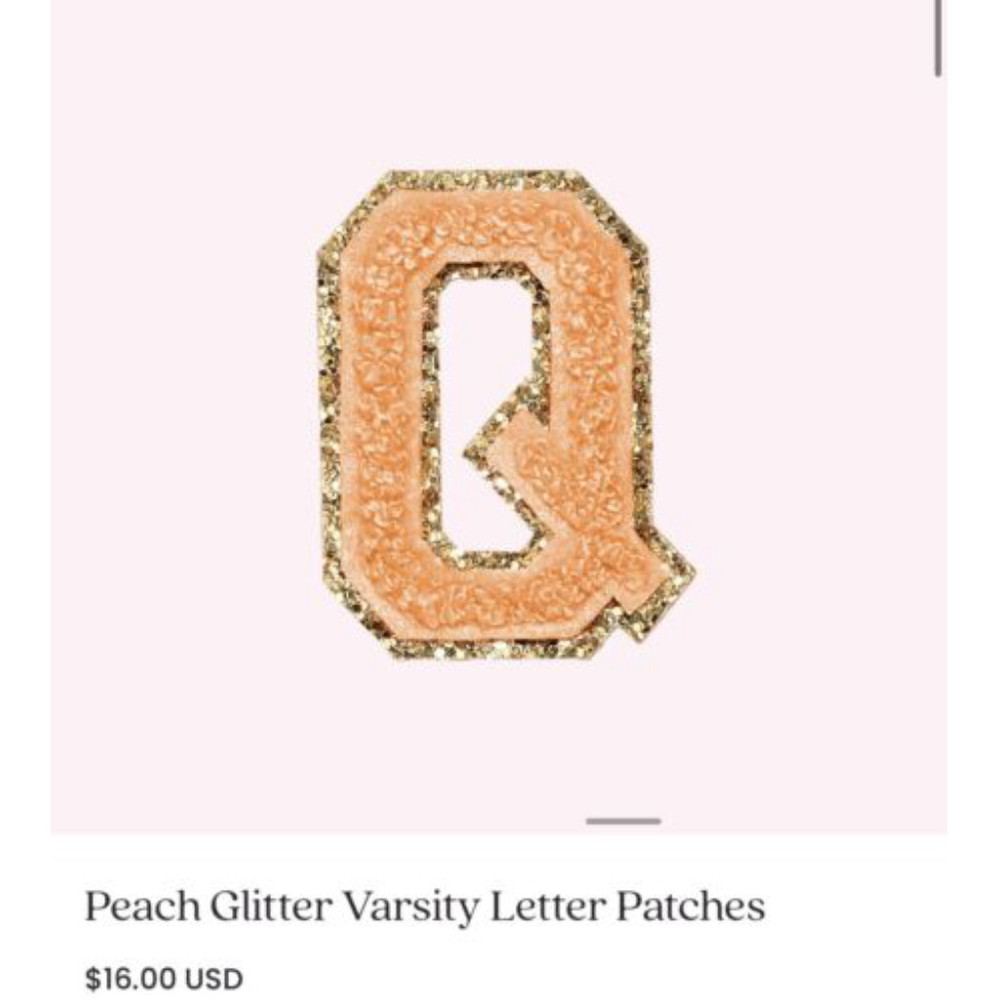 $16 Stoney Clover Lane Women's Sticker Patch - varsity Glitter peach “Q”